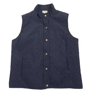 Chicos Zenergy Quilted Vest Navy Blue Lightweight Sleeveless 1 Medium Zip Snap
